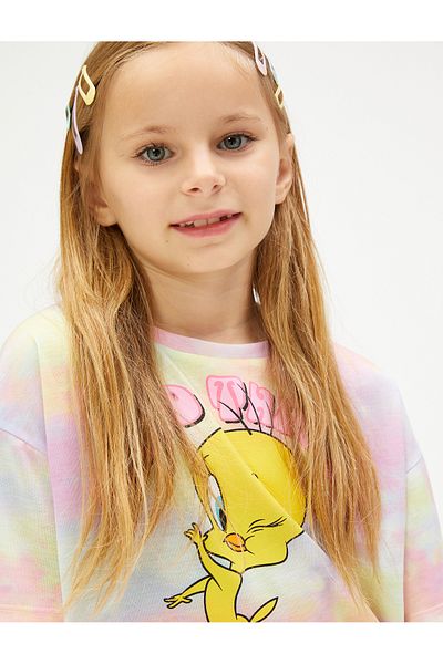 Koton Tweety T-Shirt Licensed Oversize Short Sleeve Crew Neck Batik Patterned