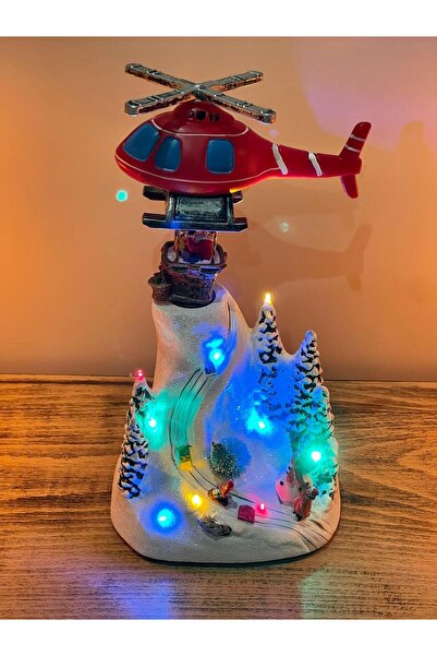 BENİMOLMALI 33cm Kayak Pisti, Helikopter Detaylı, Hareketli Ve Işıklı, Çam Ağ...