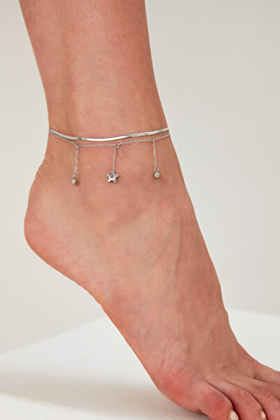 Lina Tia Kadın Yıldız Topcuk Sallantılı Kristal Zirkon Taşlı Çelik Gümüş Kapl...