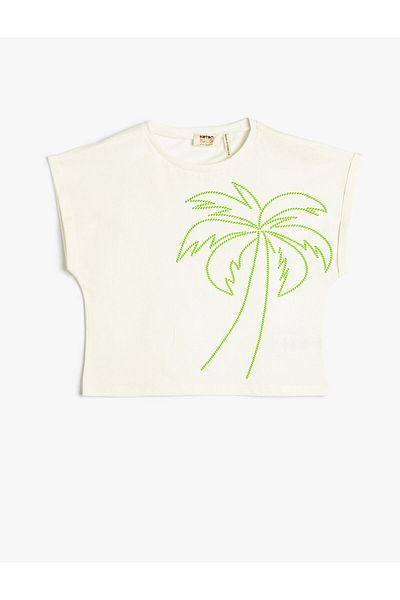 Koton T-Shirt aus Baumwolle mit kurzen Ärmeln und Rundhalsausschnitt