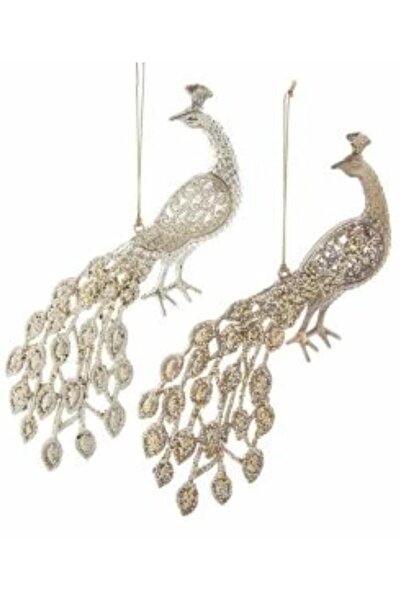 Astaş 20cm Tavus Kuşu Simli Yılbaşı Süsü