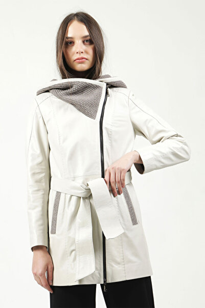 Dericlub Yb2163 Beige Colored 80 Cm Real Leather Women's Coat