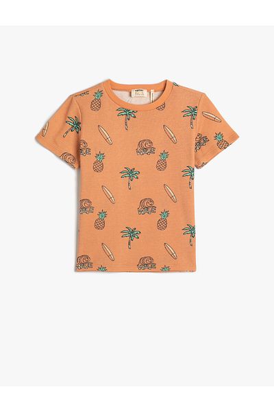 Koton T-Shirt Printed Short Sleeve Crew Neck Cotton