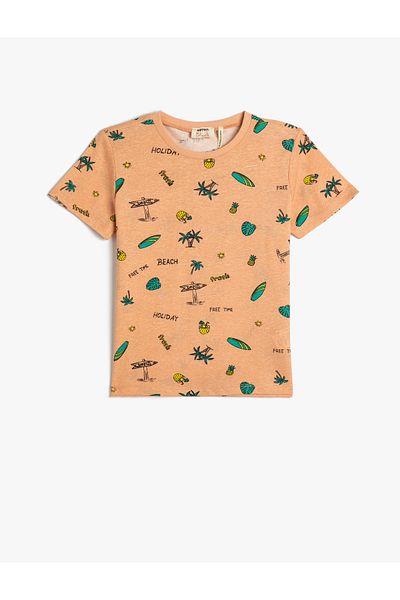 Koton T-Shirt Printed Short Sleeve Crew Neck Cotton