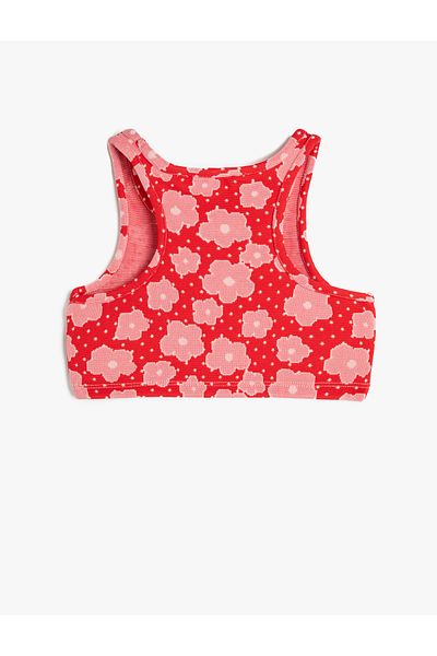 Koton Sportler-Crop mit Blumenmuster, ärmellos, Rundhalsausschnitt, schmale Passform