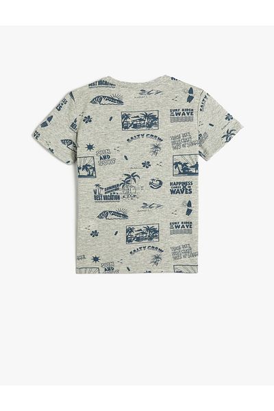 Koton T-Shirt Printed Short Sleeve Crew Neck