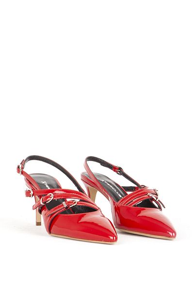 Dericlub Red Women's Stiletto - Pointed Toe and Buckle Detailed Sy 27258 Heel Shoes