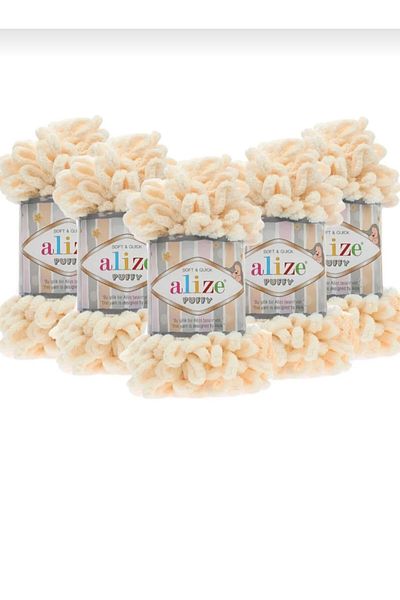 Alize Puffy 742 Vanilla 5 Pack Large Bowknot Hand Knitting Rope