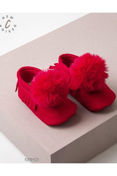 Kamber Kids Cumino Baby Girl Red Booties Shoes
