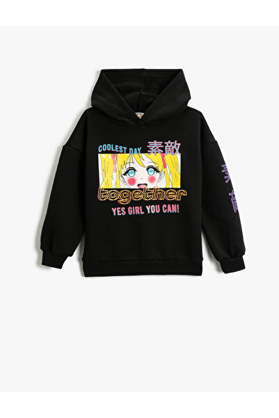 Koton Oversize Sweatshirt Baskılı Bisiklet Yaka