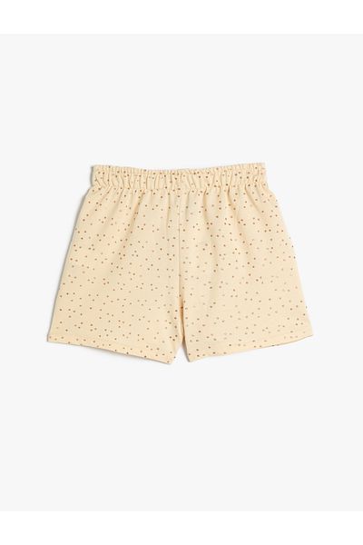 Koton Shorts Tie Waist Elastic Pocket Glitter Polka Dot Patterned Cotton