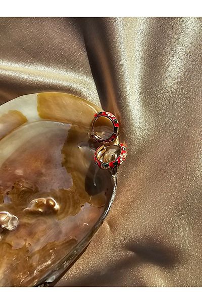 bej jewelry أقراط دائرية من الفولاذ الأحمر الملون