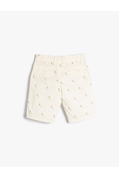 Koton Chino Shorts with Pockets, Cotton, Adjustable Elastic Waist