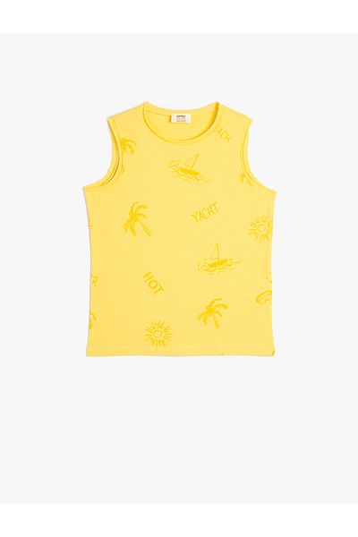Koton Tanktop aus ärmelloser Baumwolle mit Rundhalsausschnitt