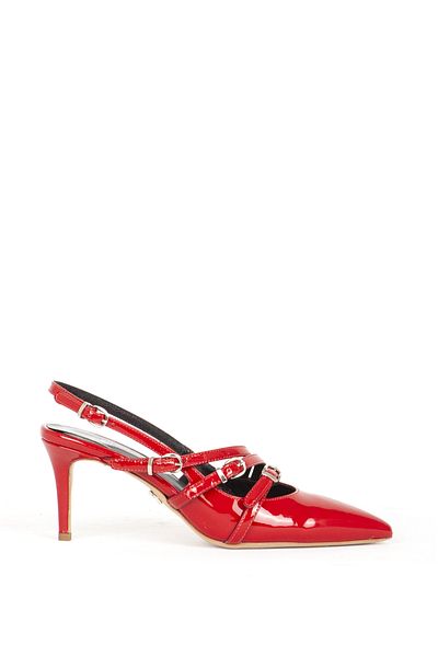 Dericlub Red Women's Stiletto - Pointed Toe and Buckle Detailed Sy 27258 Heel Shoes