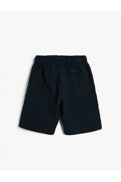Koton Shorts Pocket Elastic Waist Cotton Muslin Fabric