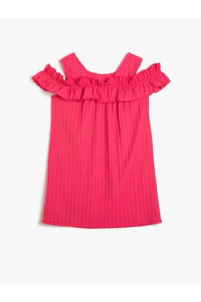 Koton Rochie Midi Fără mâneci Volane Gât rotund Texturat