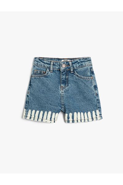Koton Denim Shorts Color Contrast Cotton Pocket