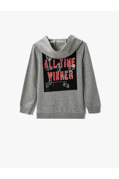 Koton Back Printed Hooded Sweatshirt with Pocket