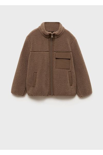 MANGO Kids Δερμάτινο μπουφάν με επένδυση από πούπουλα