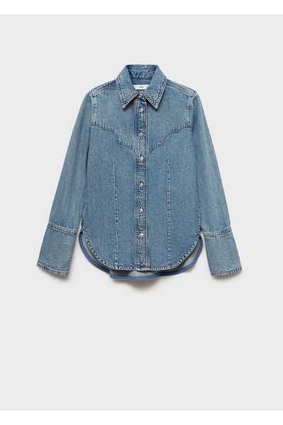 MANGO Woman Cămașă din denim cu cusături