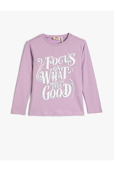 Koton T-Shirt Long Sleeve Crew Neck Printed Cotton