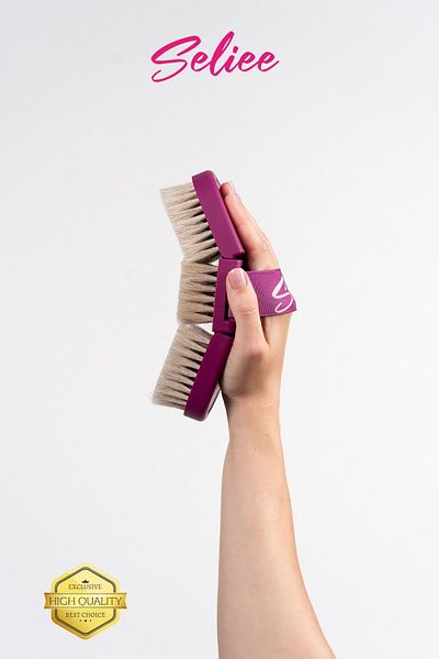 Seliee Ergonomic Natural Horsehair Cellulite Brush (with Storage Box Gift)