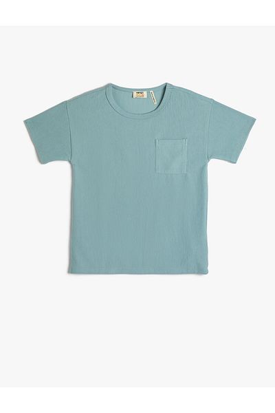 Koton Tricou de bază, mânecă scurtă, cu decolteu, buzunar, cu nervuri
