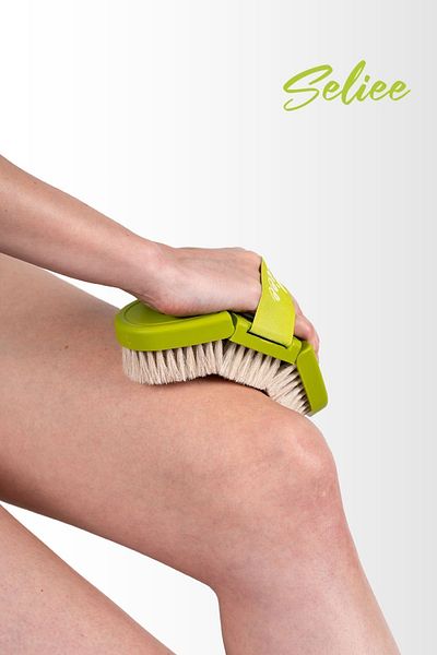 Seliee Ergonomic Natural Horsehair Cellulite Brush (with Storage Box Gift)