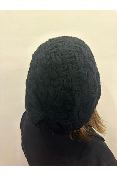 alsaccessories Women's Black Color Knitted Diamond Model Painter Model Hair Cap, Hat