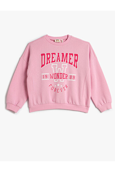 Koton Bavlnená mikina Crew Neck – dlhý rukáv a nariasená