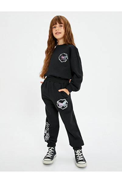 Koton Φούτερ πεταλούδας με μακρυμάνικη λαιμόκοψη με ραβδώσεις