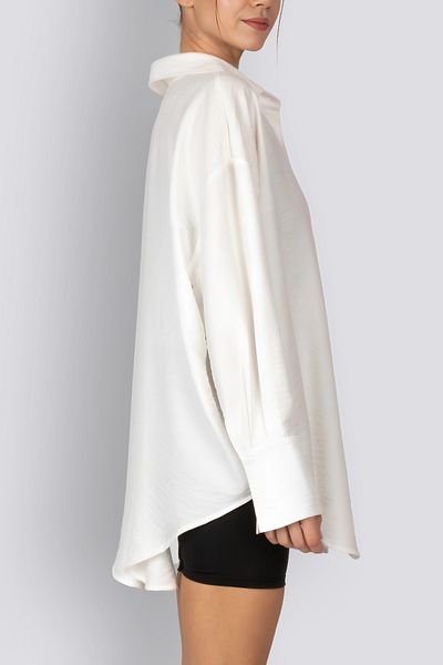HOX'S Ecru Colored Oversize Viscose Shirt