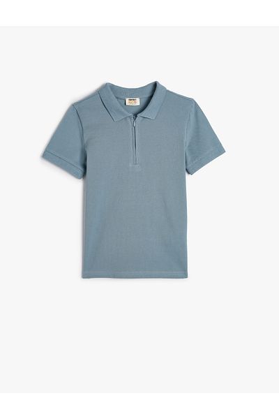 Koton Basic Polo Neck T-Shirt Short Sleeve Button Detailed