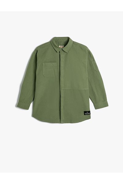 Koton Seasonal Jacket Pocket and Applique Detailed Cotton