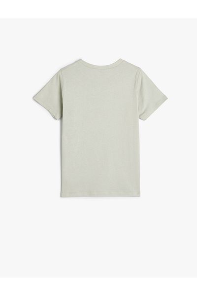 Koton Cotton Short Sleeve Slogan Printed Crew Neck T-Shirt