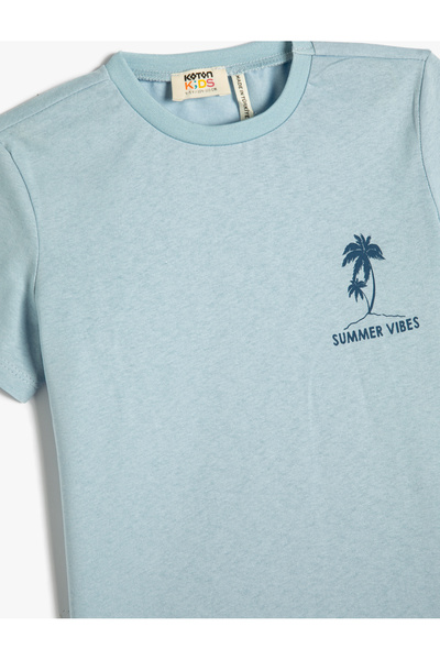 Koton Tričko s krátkým rukávem a výstřihem bavlna Detail s potiskem