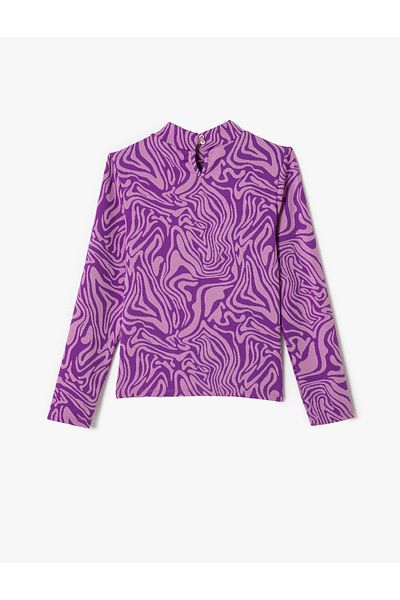 Koton Tricou cu mânecă lungă guler vertical cu detaliu fereastră