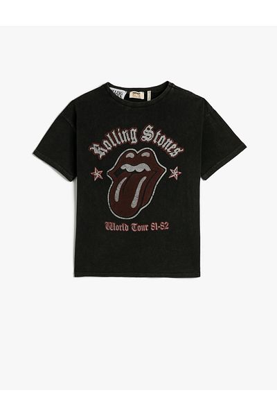 Koton Rolling Stones T-Shirt Licensed Short Sleeve Crew Neck Cotton