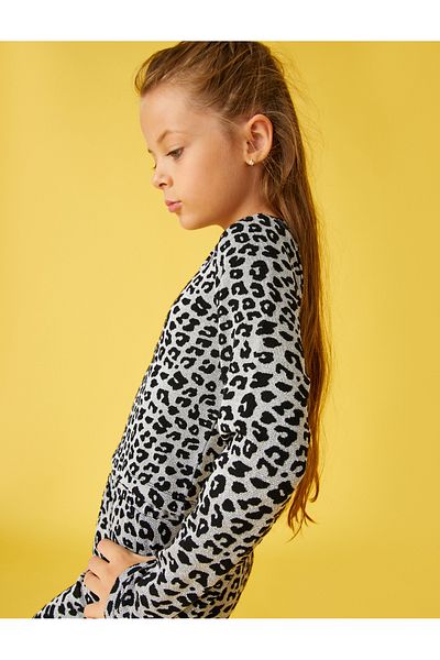 Koton Crop tričko s leopardím vzorom s dlhým rukávom