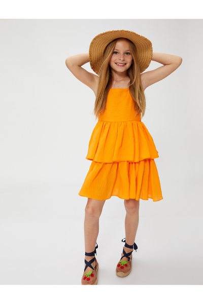 Koton Mini Elbise İnce Askılı Katlı Viskon Kumaş