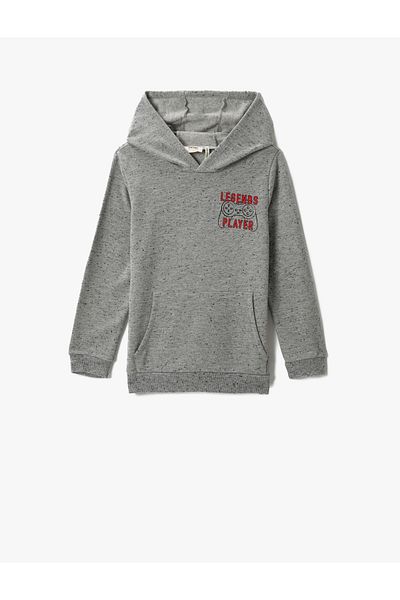 Koton Back Printed Hooded Sweatshirt with Pocket
