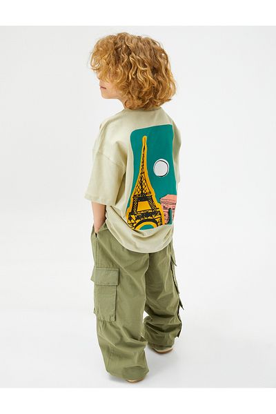 Koton T-Shirt Paris Themed Back Βαμβακερό με κοντό μανίκι λαιμόκοψη