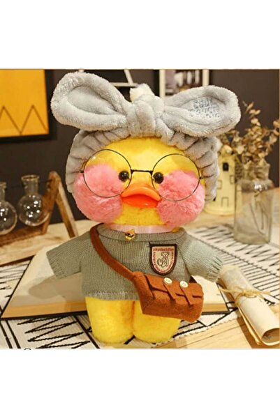 Funlas Hediyelik Lalafanfan Duck Gözlüklü Çantalı Sevimli Ördek Oyuncak Peluş Doğum Günü Hediyelik