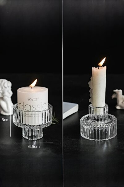 Genel Markalar 6 lı Cam Origami Desen Çizgili Mumluk | Cam Mumluk | Çizgili L...