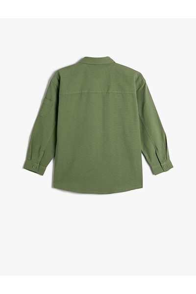 Koton Seasonal Jacket Pocket and Applique Detailed Cotton