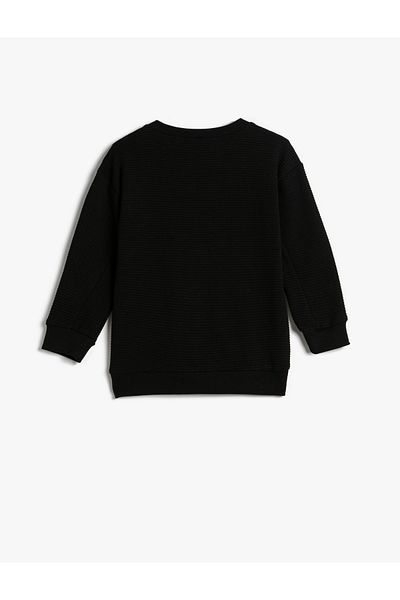Koton Basic Sweatshirt Pocket Detailed Textured Crew Neck Long Sleeve Cotton