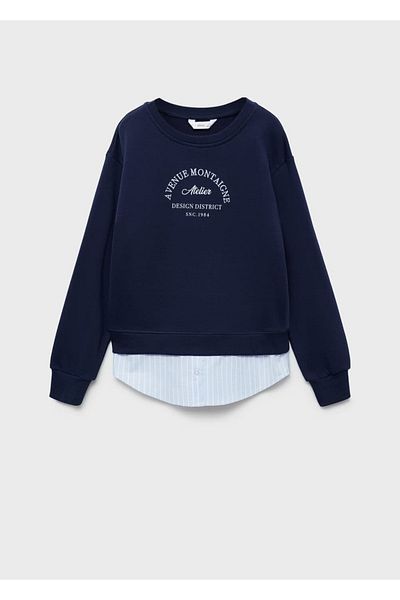 MANGO Kids Gestreifter Hemdpullover mit Saum