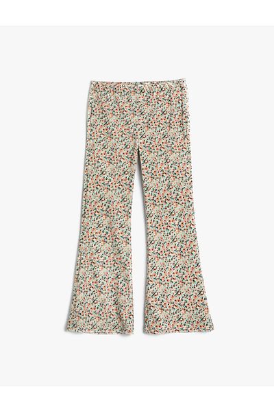Koton Floral Flared Trousers with Elastic Waist