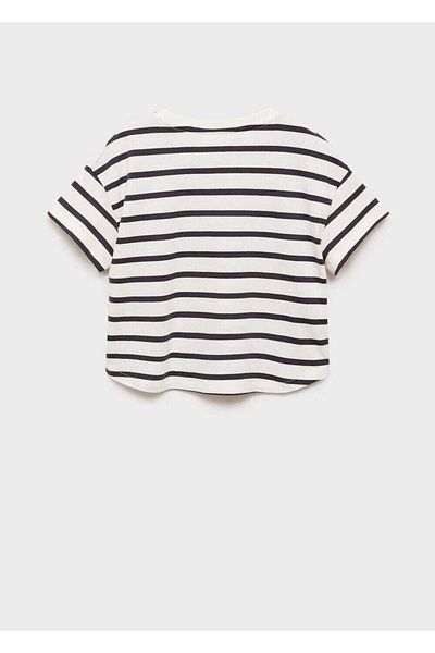 MANGO Kids Ριγέ μπλουζάκι με κεντημένη λεπτομέρεια